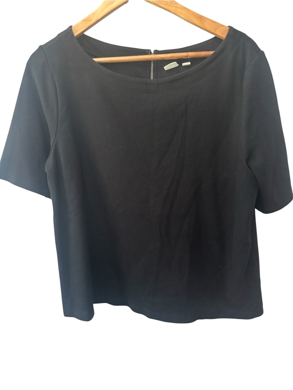 GAP Knit Black Zipper Blouse Round‎ Neck Womens Size Large Shirt